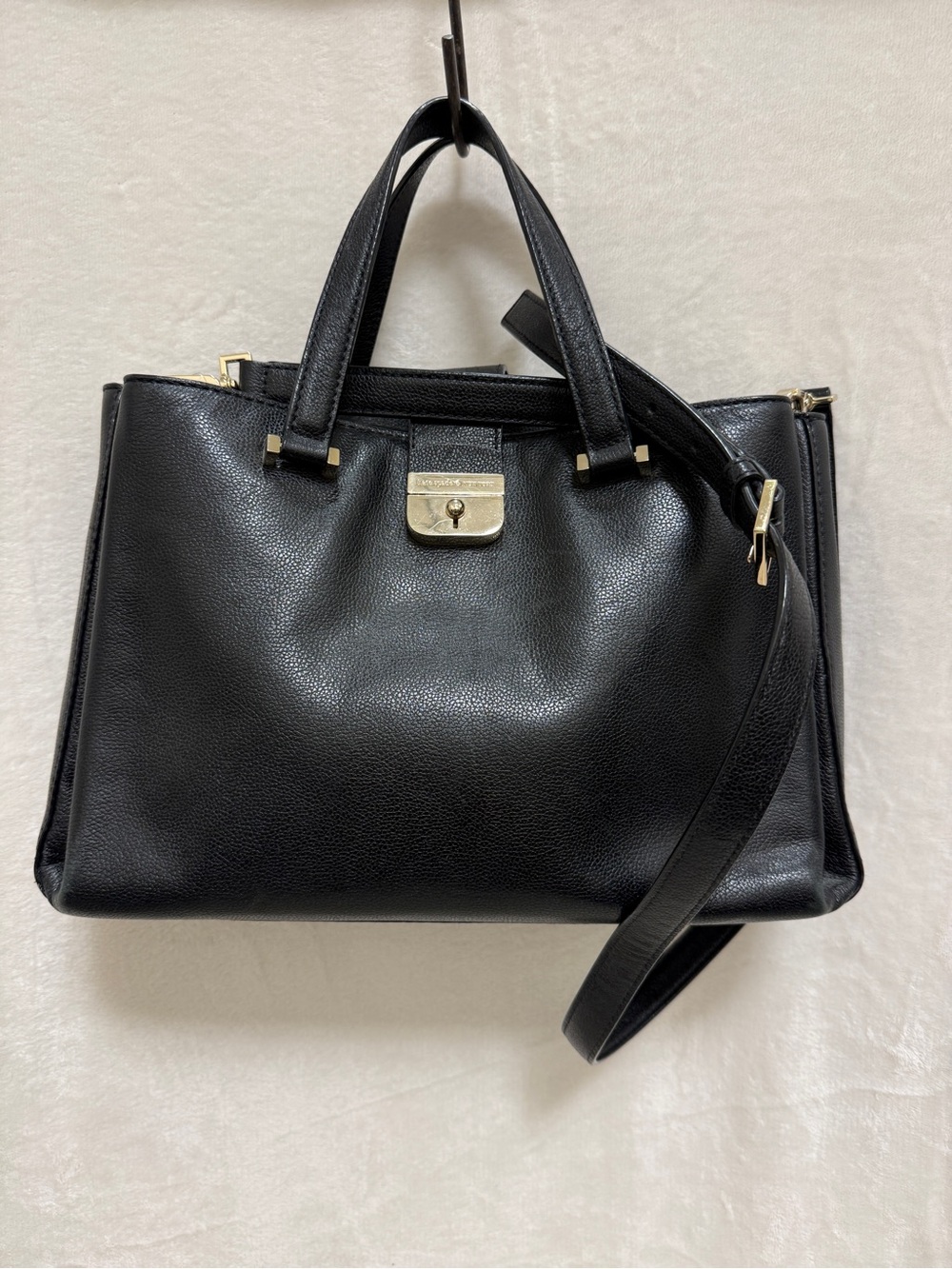 kate spade Black Leather Satchel with Gold Hardware